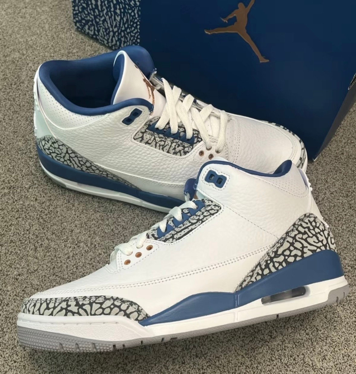 Jordan 3 Retro “White and True Blue” Men’s Basketball Shoes Mid Top Us Size7-12
