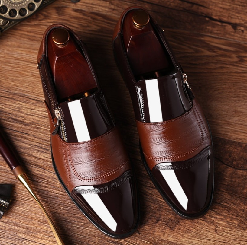 Mens Faux Leather Pointed Toe Oxfords Loafers Business Formal Dress Suit Shoes
