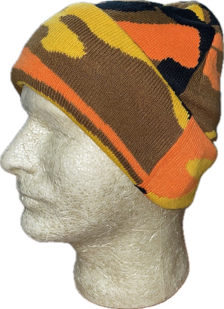 Beanie Stocking Cap Knit Hunting Military Camo Camouflage Orange Black Yellow
