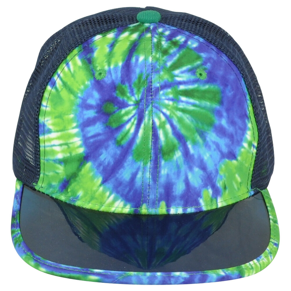 Tye Dye Navy Green Blank Pattern Transparent PVC Snapback Trucker Mesh Hat Cap