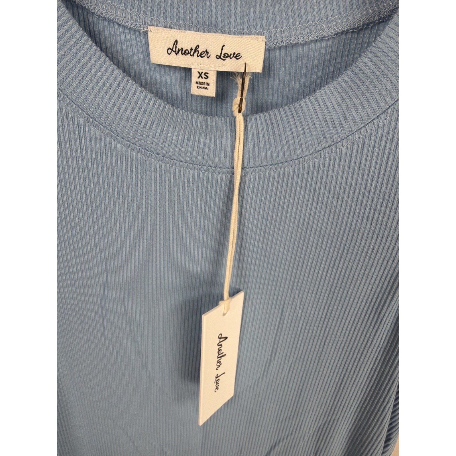 NWT Another Love Dear John CLEO Ocean Blue Ribbed Tank Top #1106 Size XL