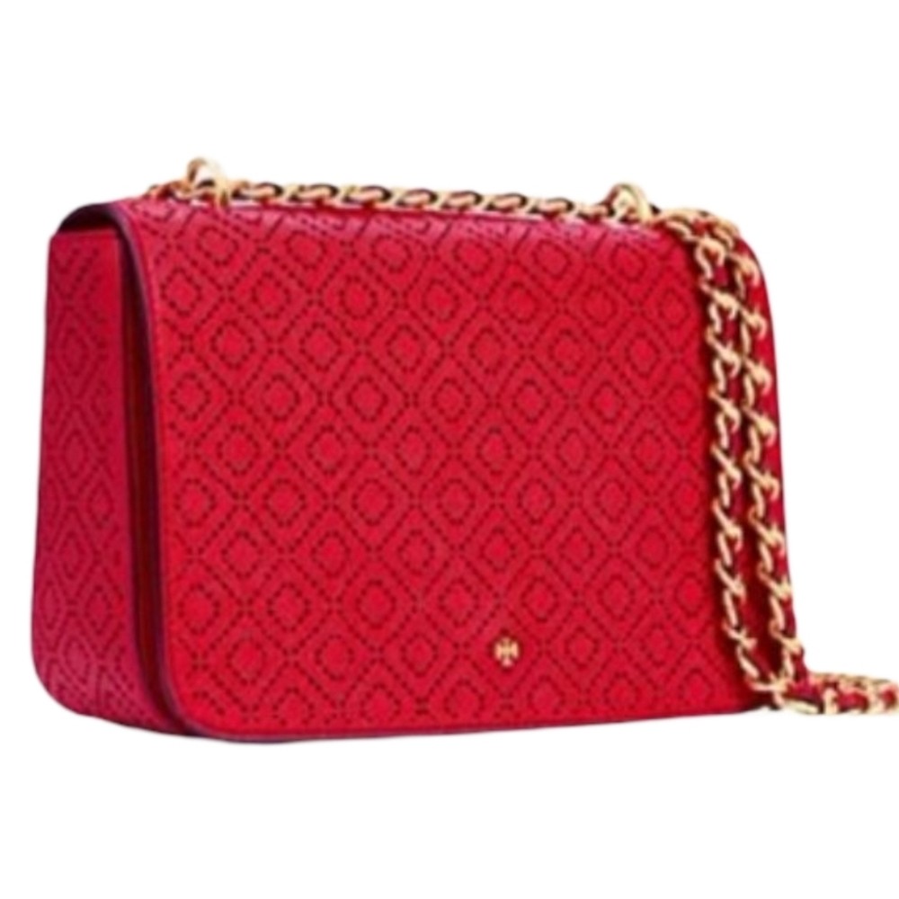 Tory Burch Robinson Perforated Crossbody Red