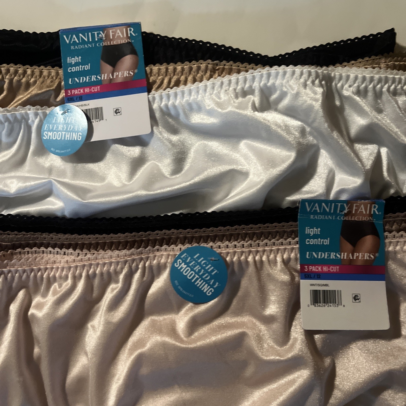 Vanity Fair Undershapers Hi Cut Size 5XL 12 NWT 6 Pack 3448301 WhHBBLK