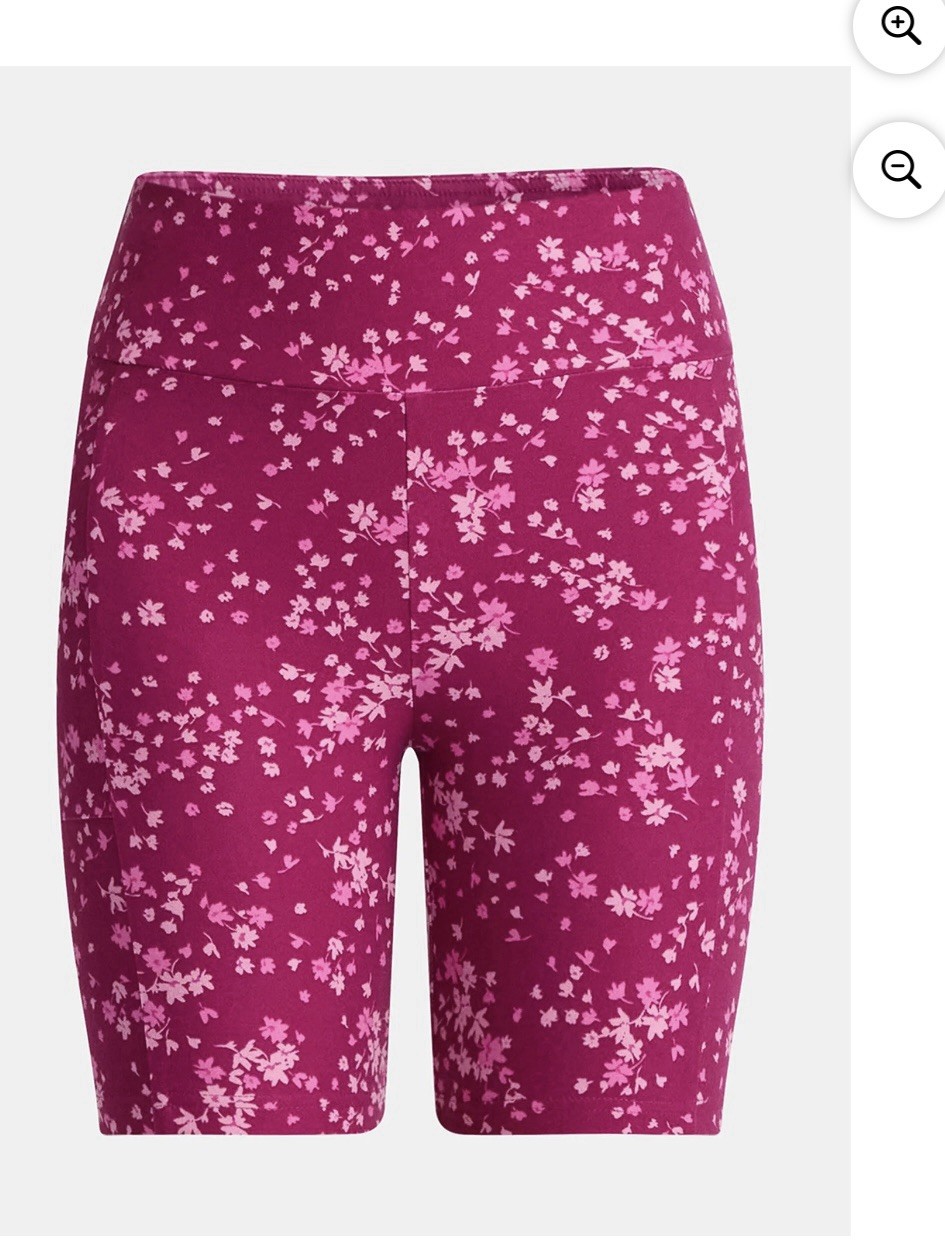 No Boundaries Women’s Floral 7″ Inseam Bike Shorts w/ Cell Phone Pocket Size S/M