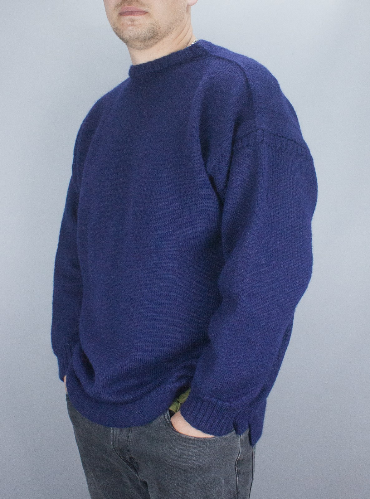 Guernsey Woollens Traditional SOFT Jumper Blue XL (48) 100% Pure Wool Fisherman