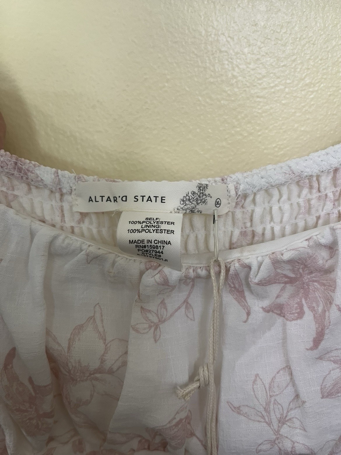 NEW Altar’d State White & Pink Floral Maxi Dress Size XL NWT
