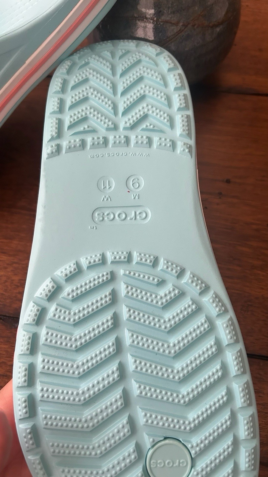 Crocs Ice Blue/ Melon Bayaband Flip Flops Men’s 9 Women’s Size 11
