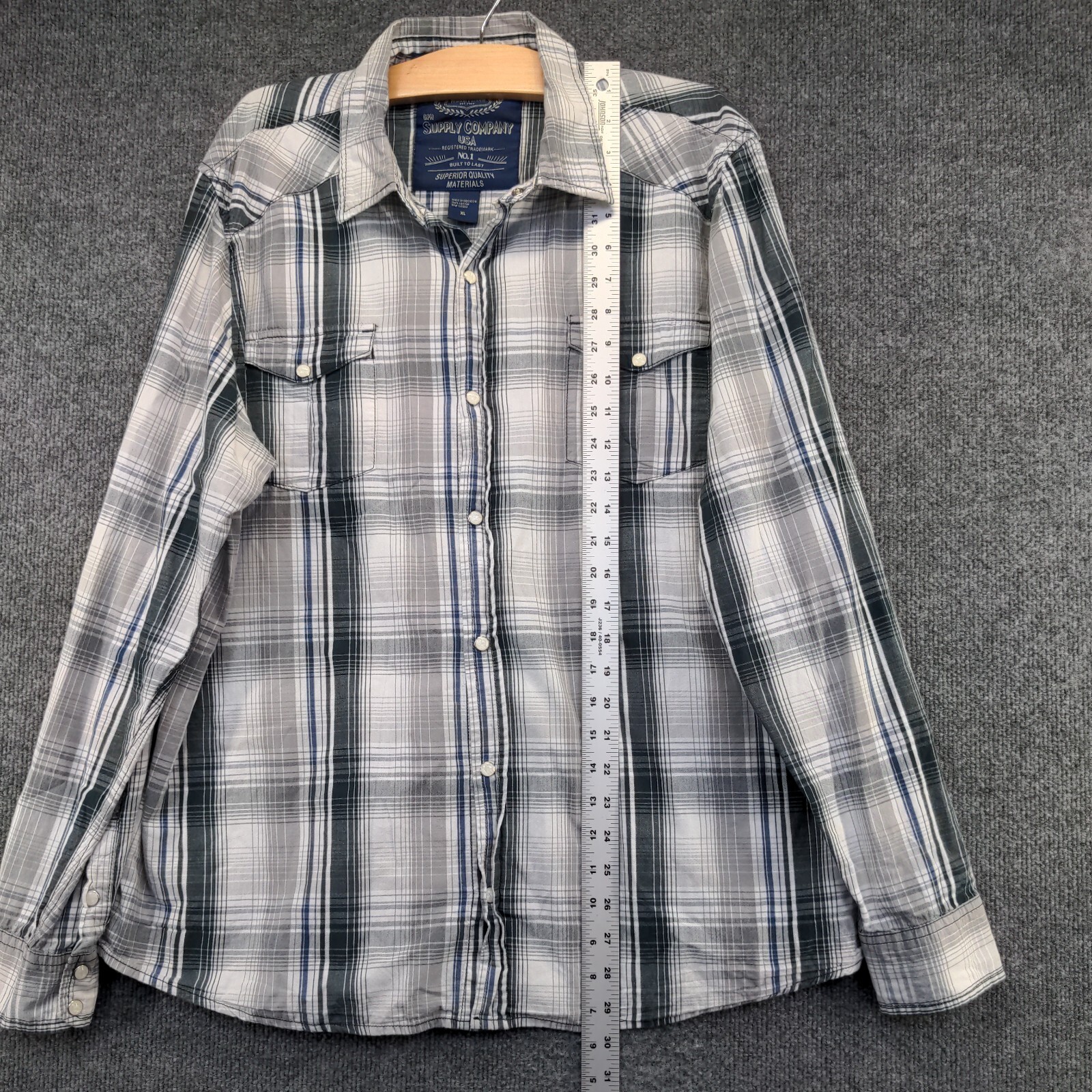Supply Company USA Men’s Snap Up Shirt XL Long Sleeve Plaid Multicolor Plaid