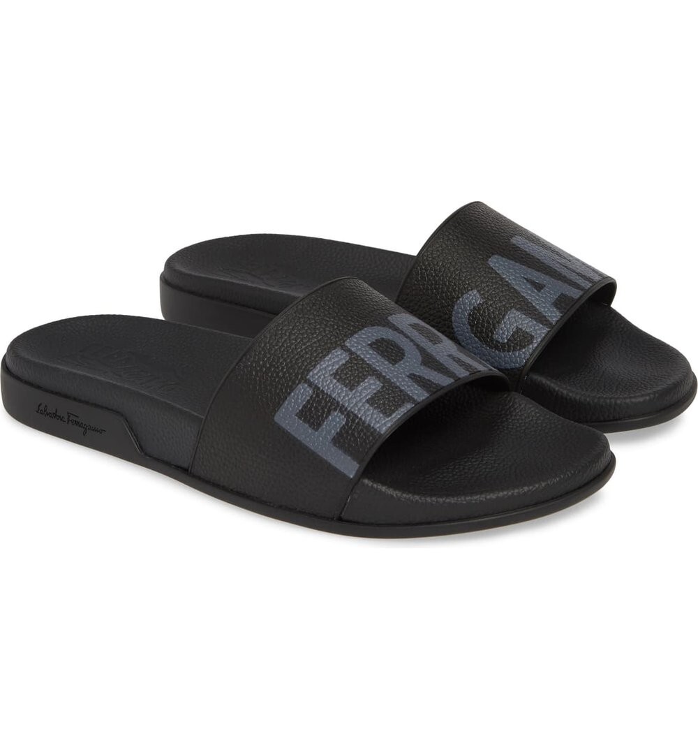 NIB NEW Salvatore Ferragamo Amos Slides Sandals Nero or Beige 9 10 11 M