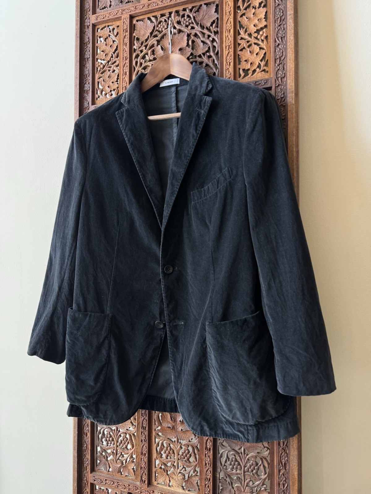 Boglioli K Jacket Black Cotton Moleskin Unstructured Blazer Sport Coat IT 52 42