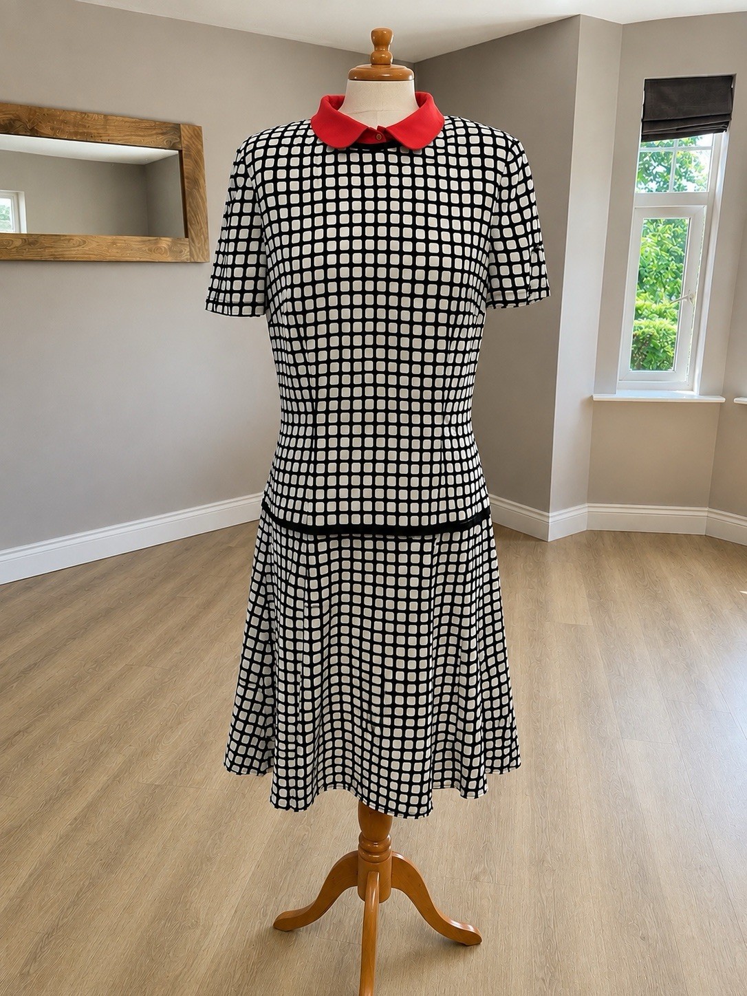 Apanage Black And White Check Day Dress Size 12 BNWTO