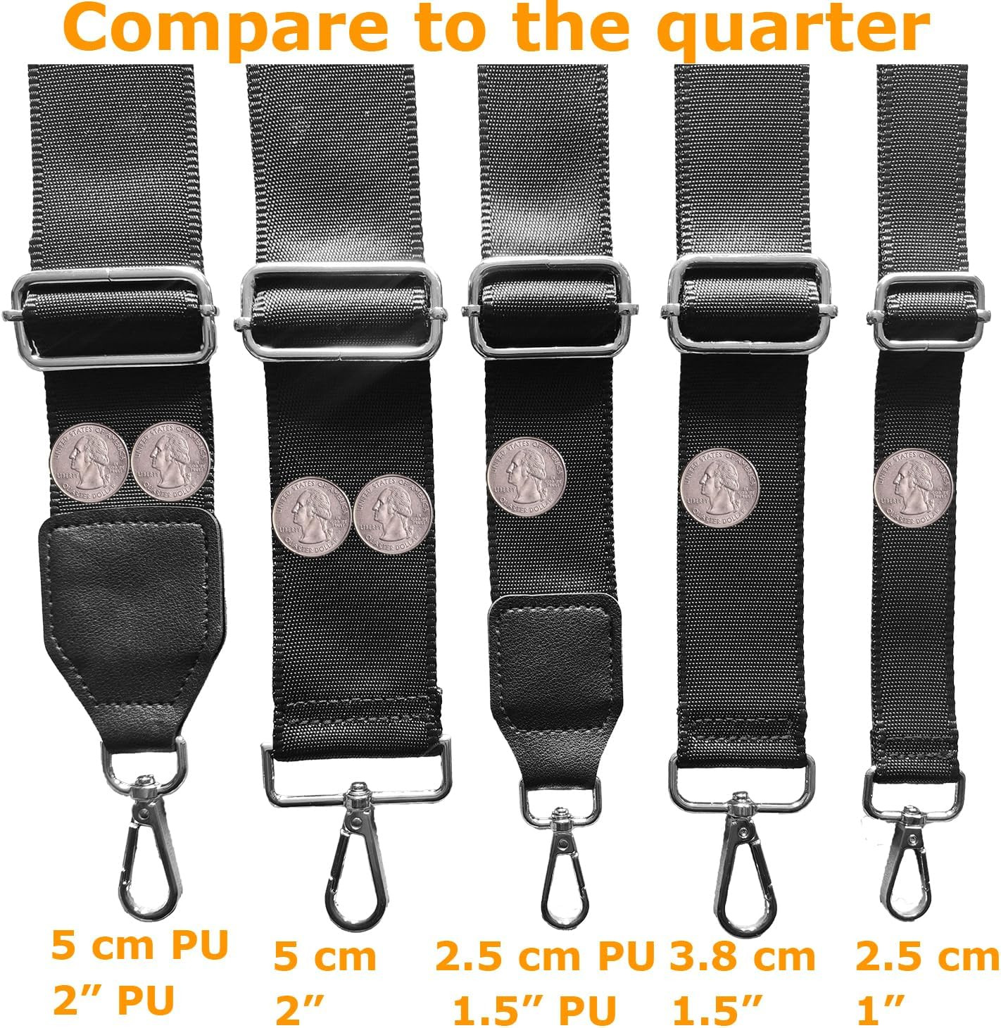 1″ Adjustable Crossbody Bag Strap Replacement Shoulder Guitar Strap Black