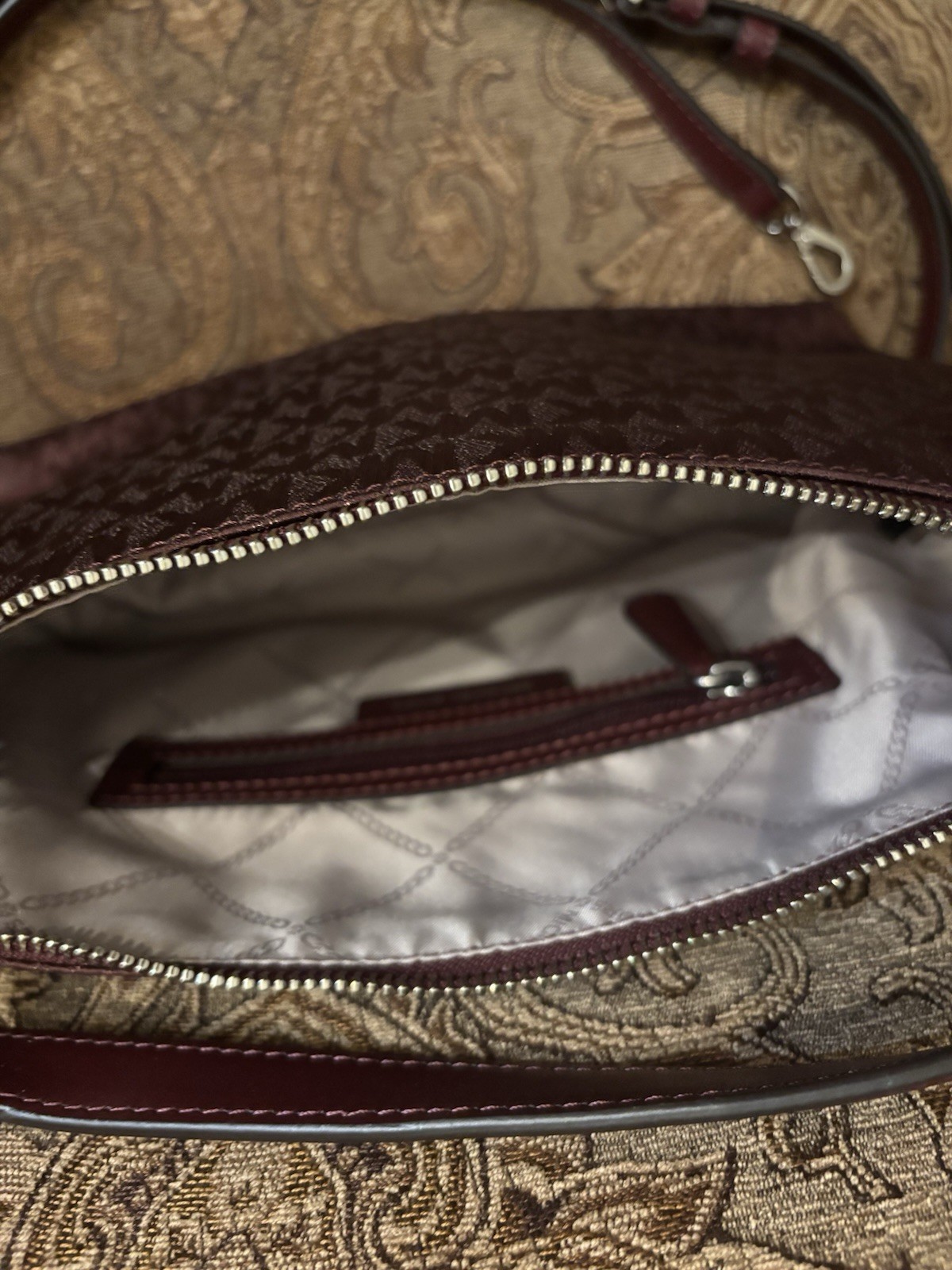 Michael Kors Burgundy Logo Medium Crossbody Zip Bag w/ Detachable Strap, Pockets