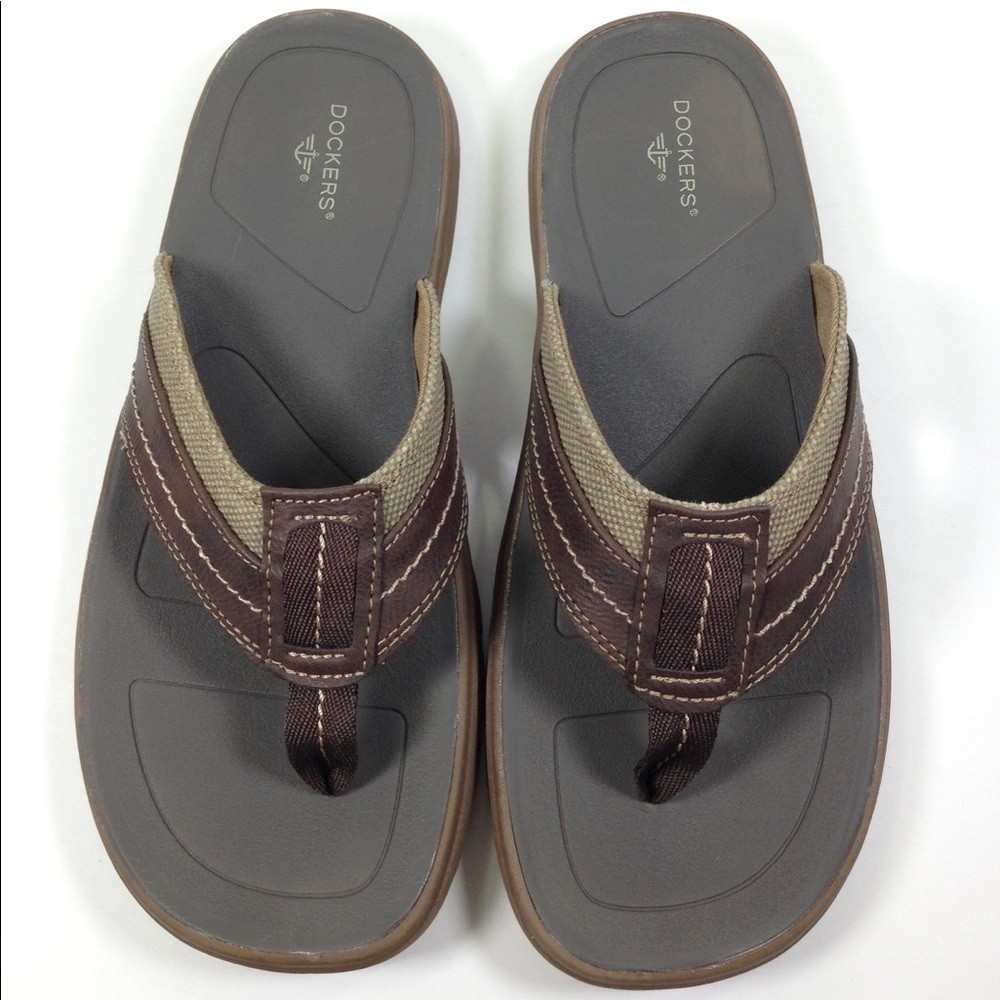 Dockers Redding Flip Flop – Men’s Casual Thong Sandal, Dark Brown/Khaki