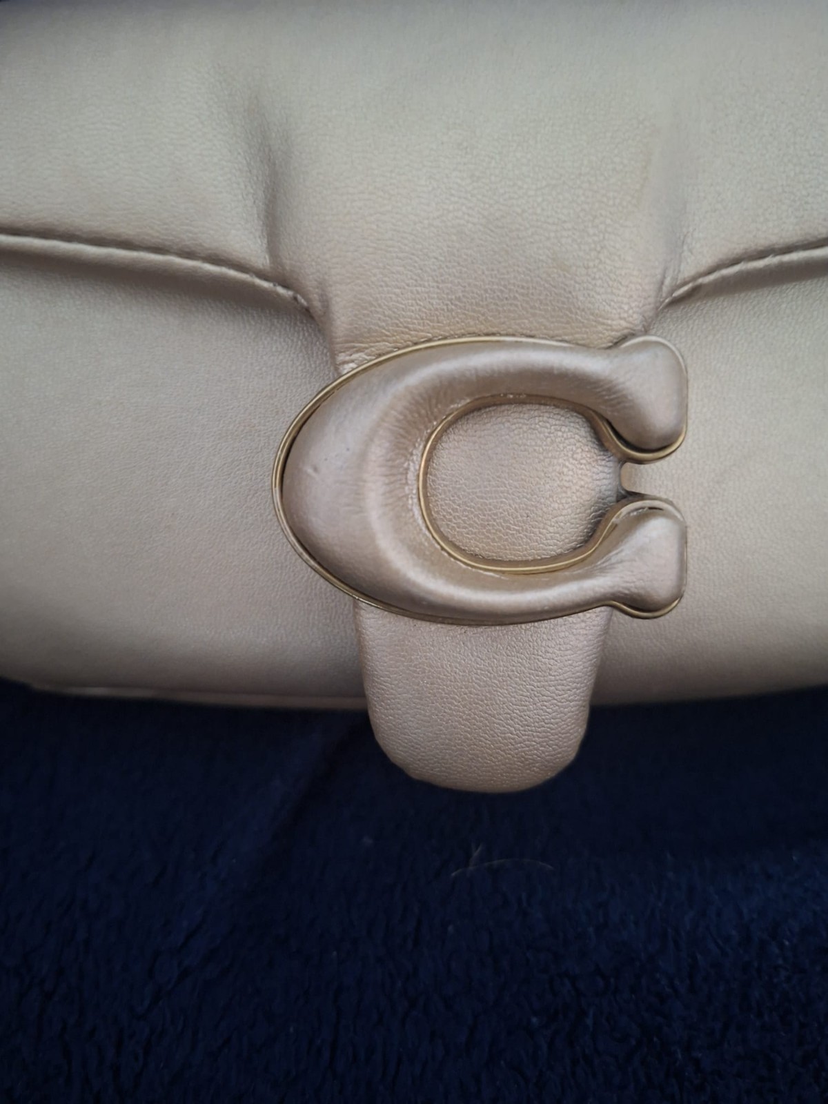 Coach Pillow Tabby Shoulder Bag Gold Beige Leather