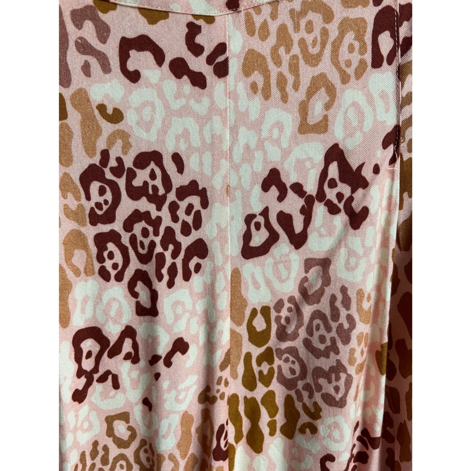 Carolina K Pink Leopard Wide Leg Palazzo Pants Size S Resort Flowy Boho Luxury