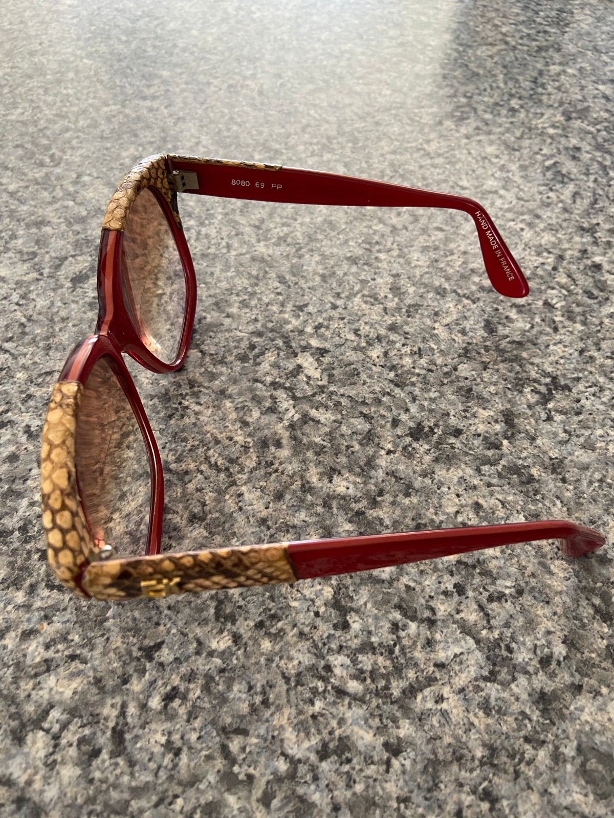 Emmanuelle Khanh Paris 8080 69 PP Red Snake Skin Framed Sunglasses