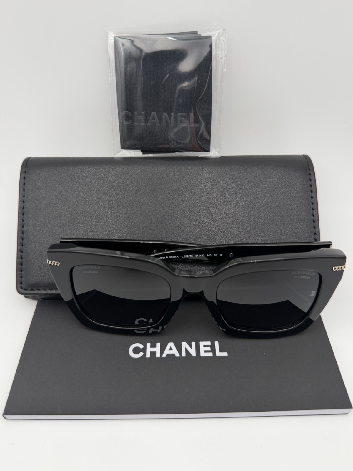 Chanel Sunglasses New 5509 A 622/T8 Polarized Black Gold Gray 51 22 140