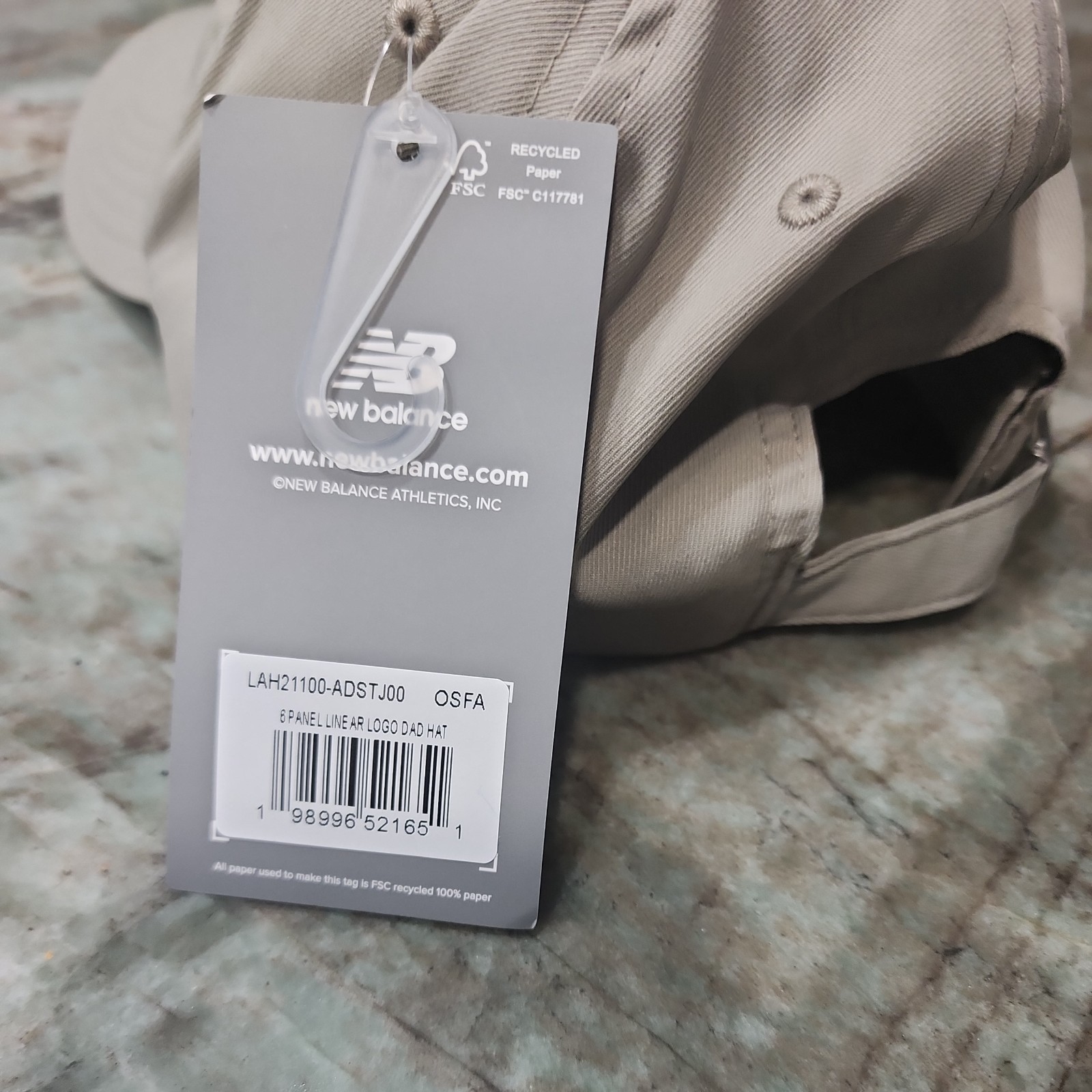 New Balance Slideback Hat Tan One Size Adjustable Embroidered 6 Panel