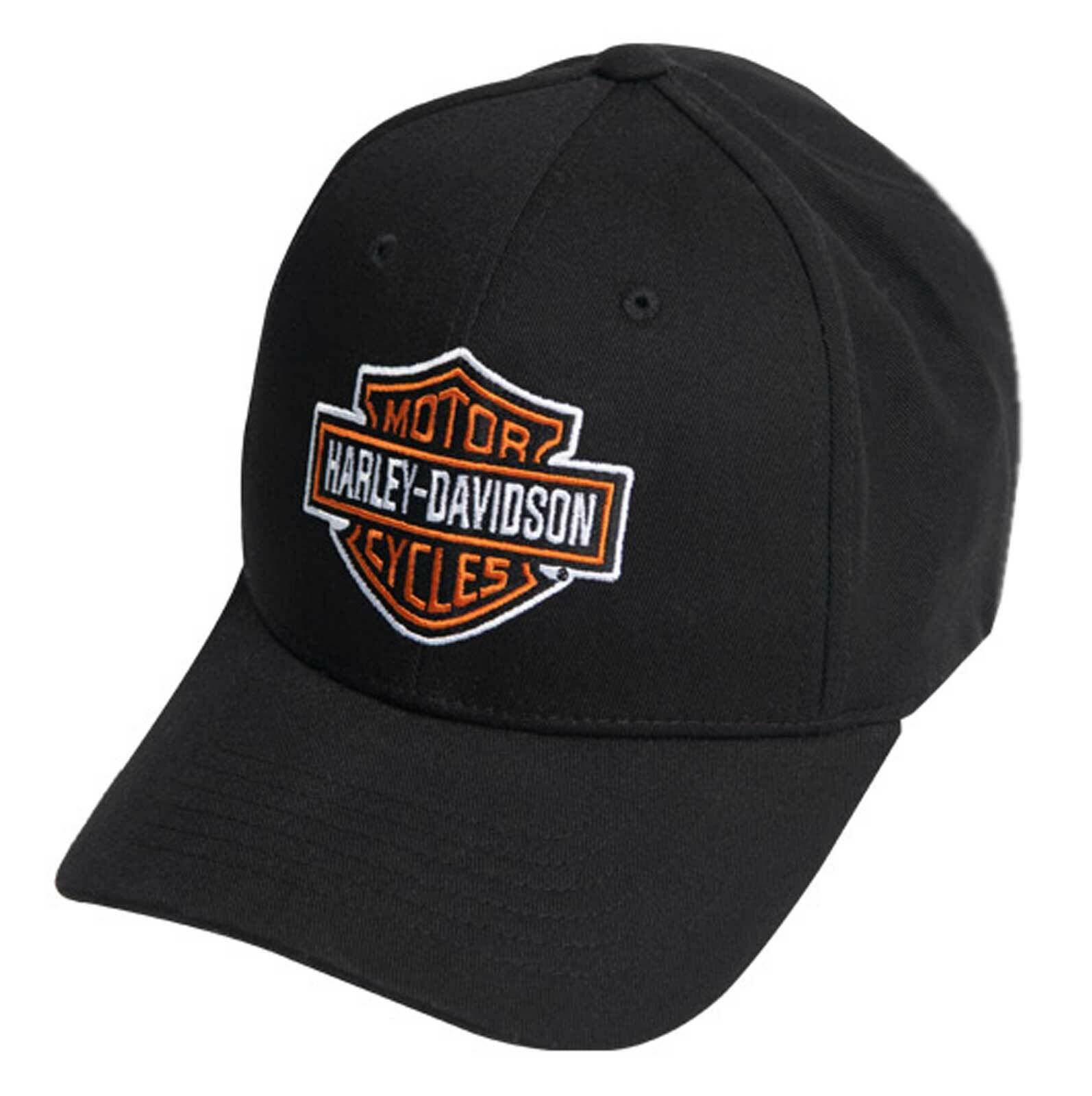Harley-Davidson Men’s Classic B&S Curved Bill Stretch Fit Baseball Cap – Black