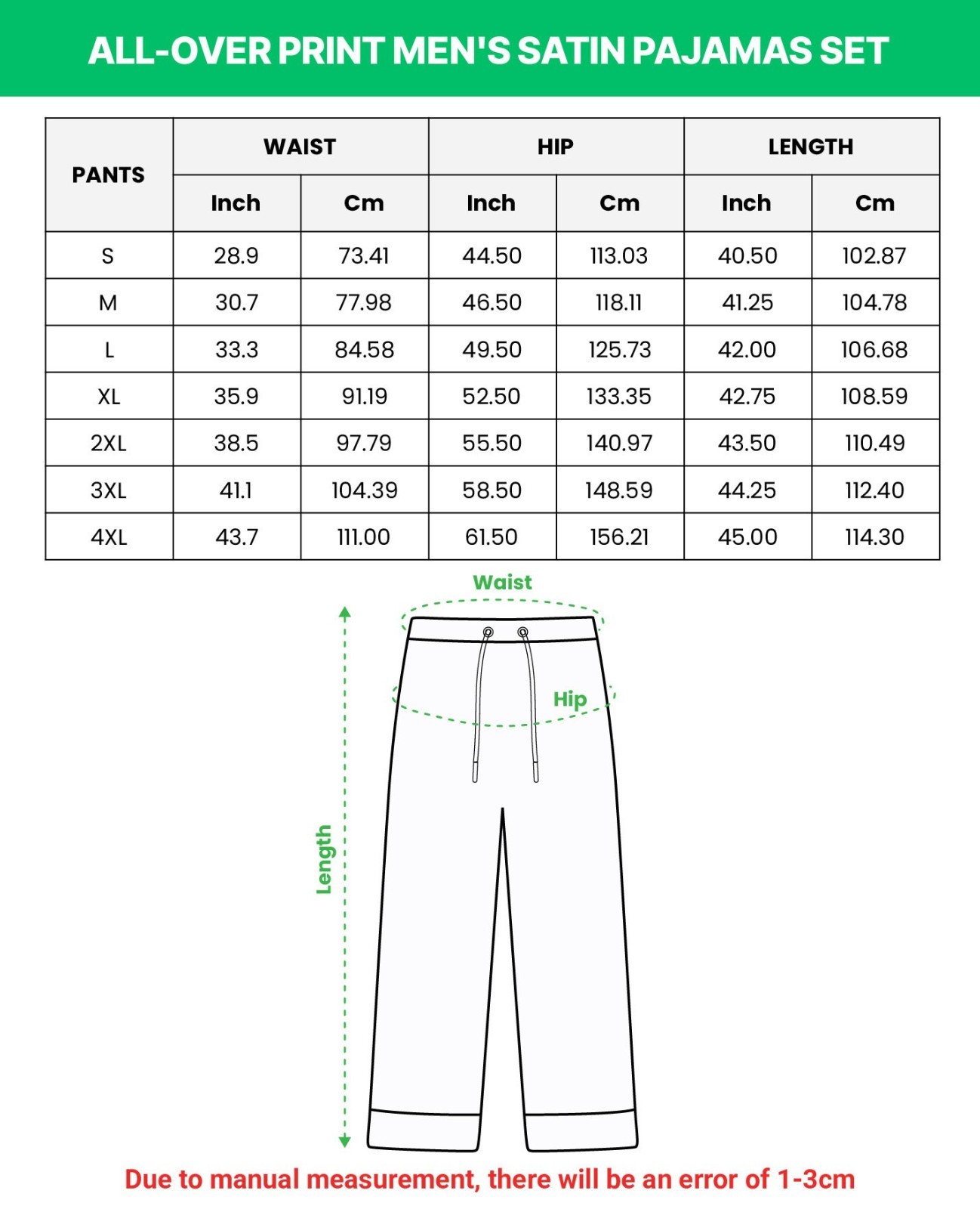 All-Over Print Men’s Satin Pajama Pants, Soft Silky Lounge Sleepwear for Men