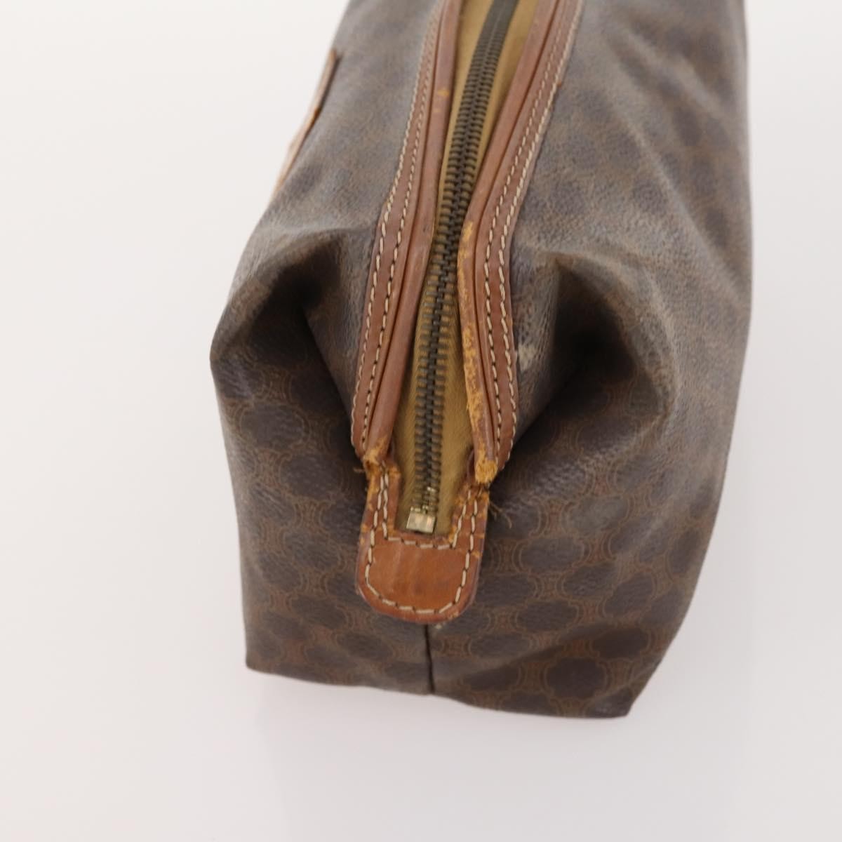 CELINE Macadam Canvas C Macadam Canvas Pouch PVC 3 Set Beige Brown Auth fm5234