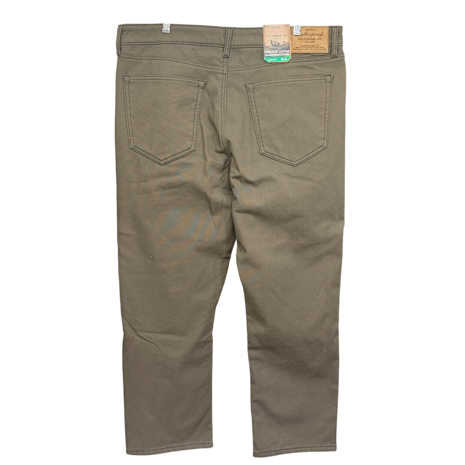 Weatherproof Vintage Mens Regular Fit Stretch Canvas Fleece-Lined Pants 38×29