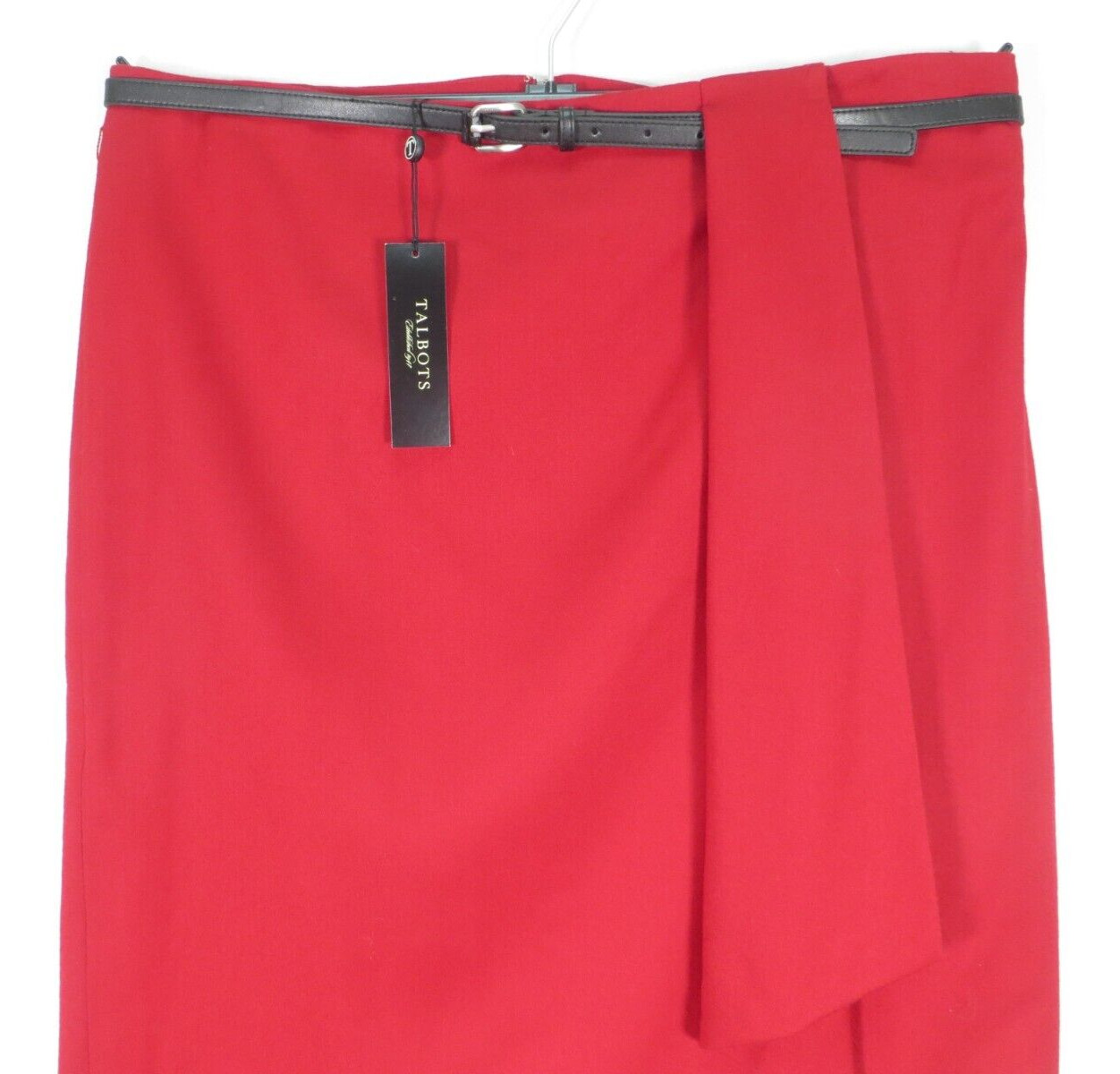 NWT TALBOTS Womens Flannel 99% Wool Belted Wrap Skirt Deep Dark Red 14 $129