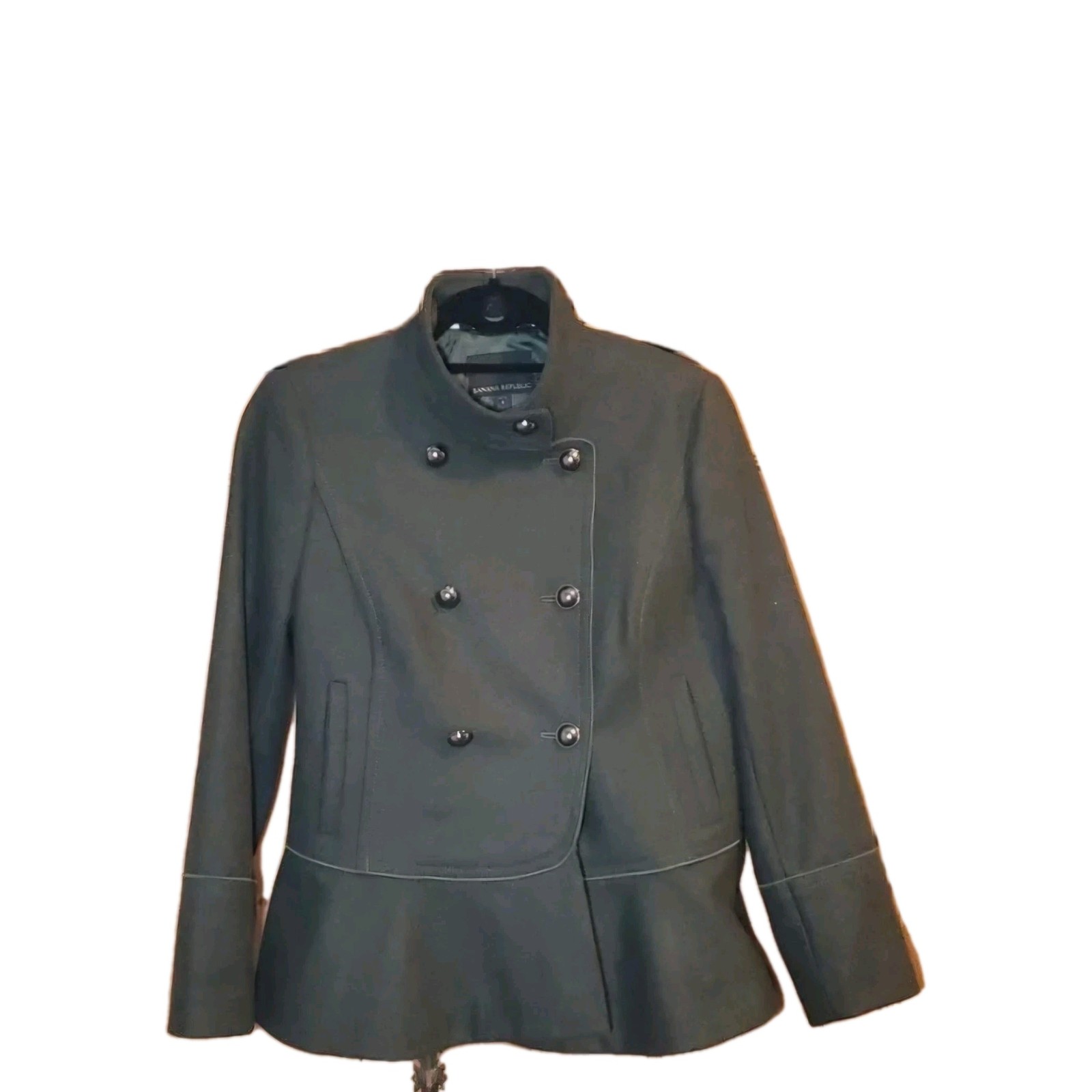 Banana Republic Mario Bellucci Wool Military Peplum Coat Double Breasted Sz Med