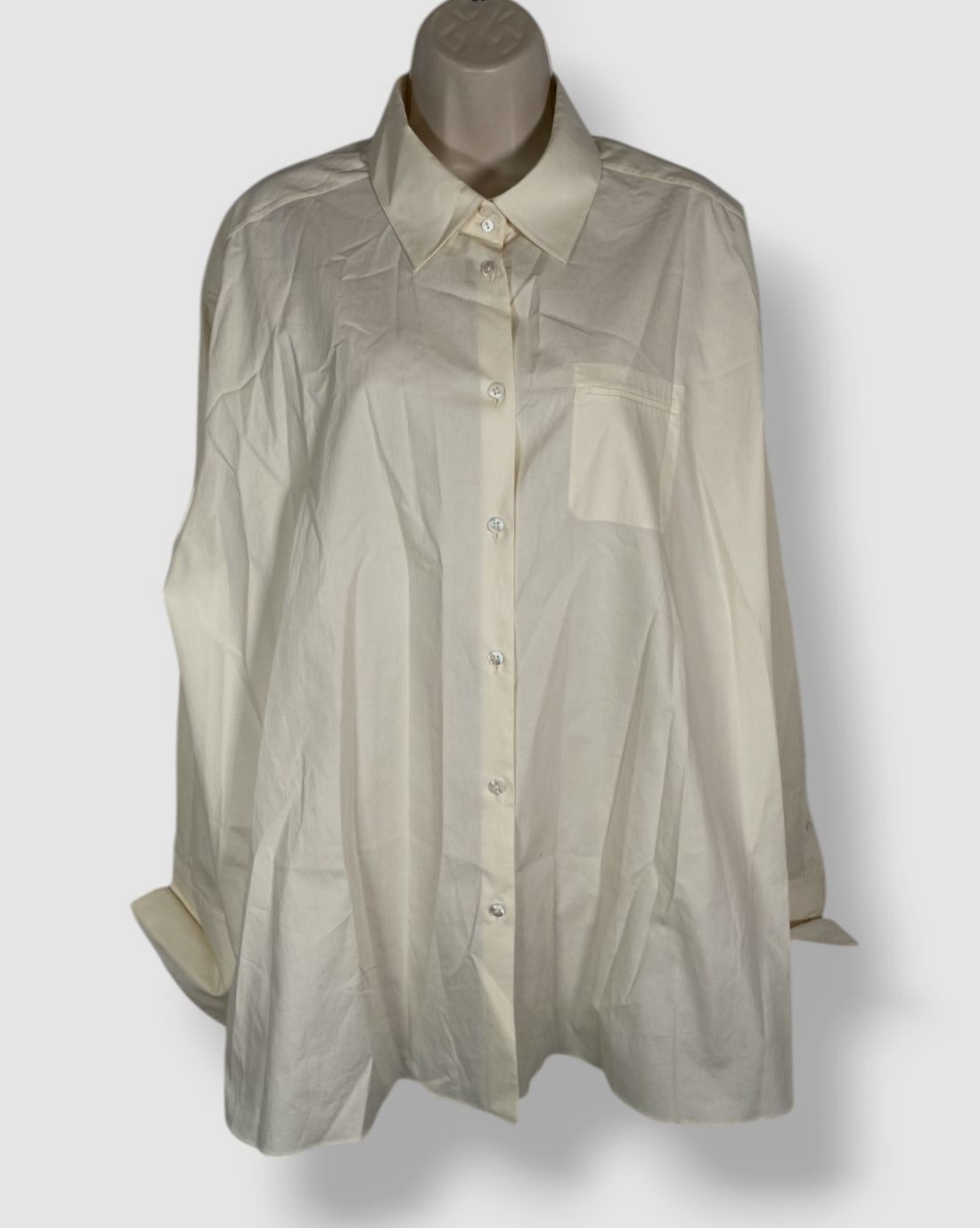 The Row Women’s Ivory Lunar Cotton Long Sleeve Button-Up Collared Shirt Size M