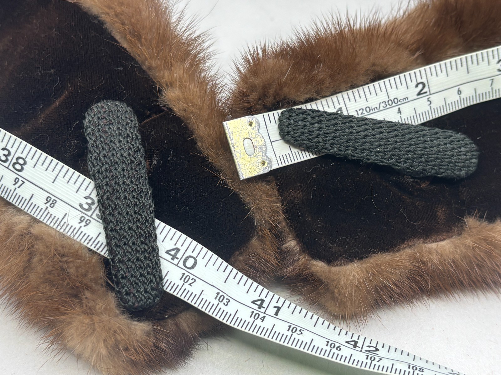 Real Mink Fur Collar with Pin Clips on Each End Approximately 40 inches Length