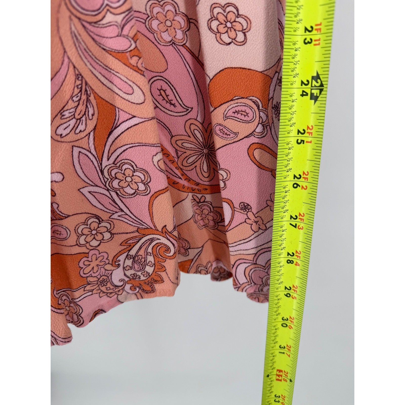 Sky to Moon Pink Orange Floral Paisley V-Neck Cutout Mini Dress ST-D2082A Large