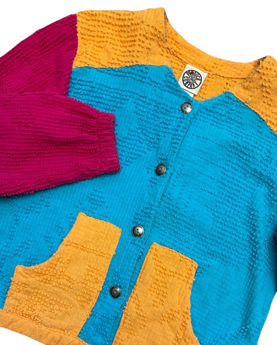 Produce Company Jacket Women’s M Color Block Coastal Boho Lagenlook USA Vintage
