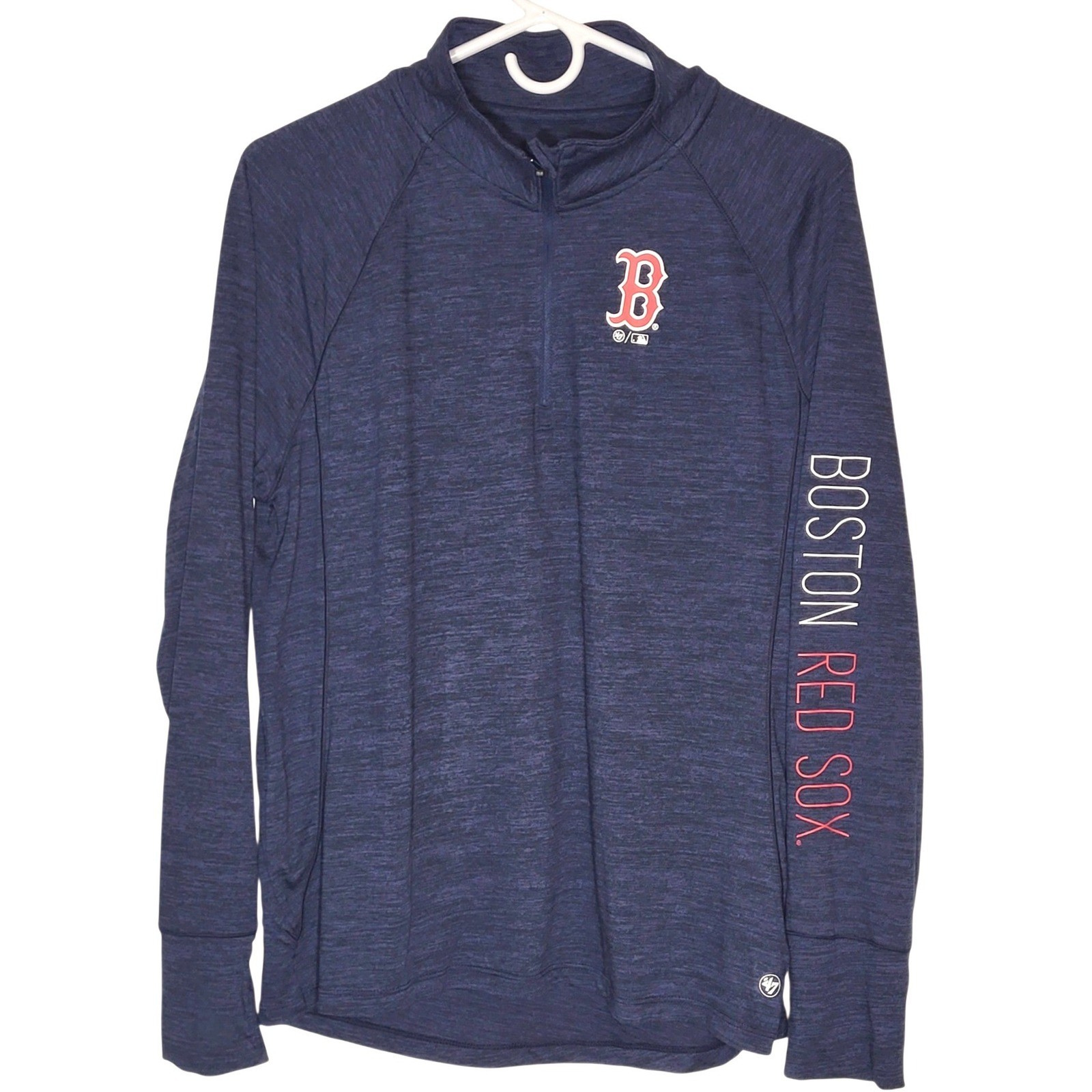47 Brand Boston Red Sox Mens Navy Heather Quarter Zip Pullover Large MLB