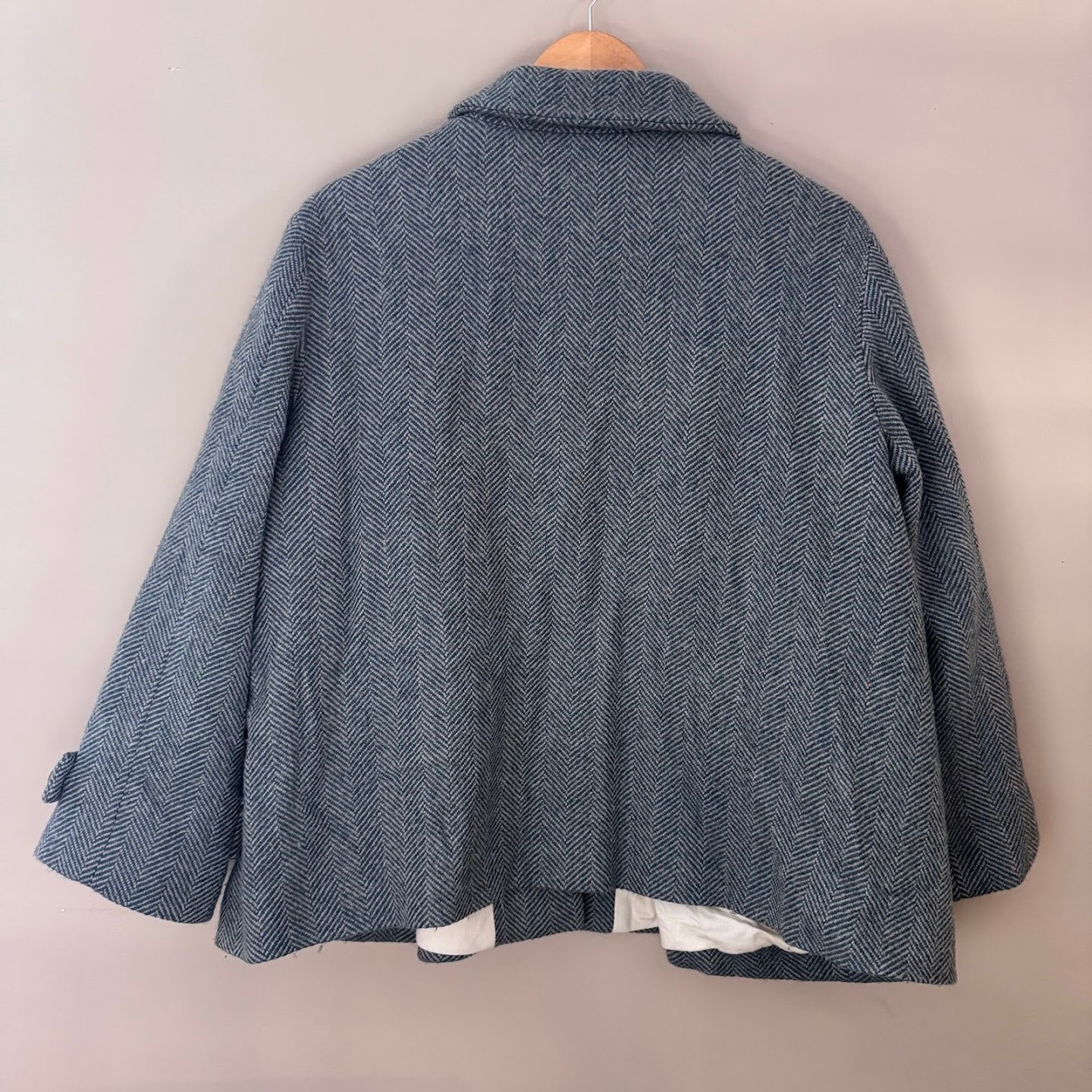 ROSSO35 Herringbone Wool Swing Jacket Made in Italy Medium