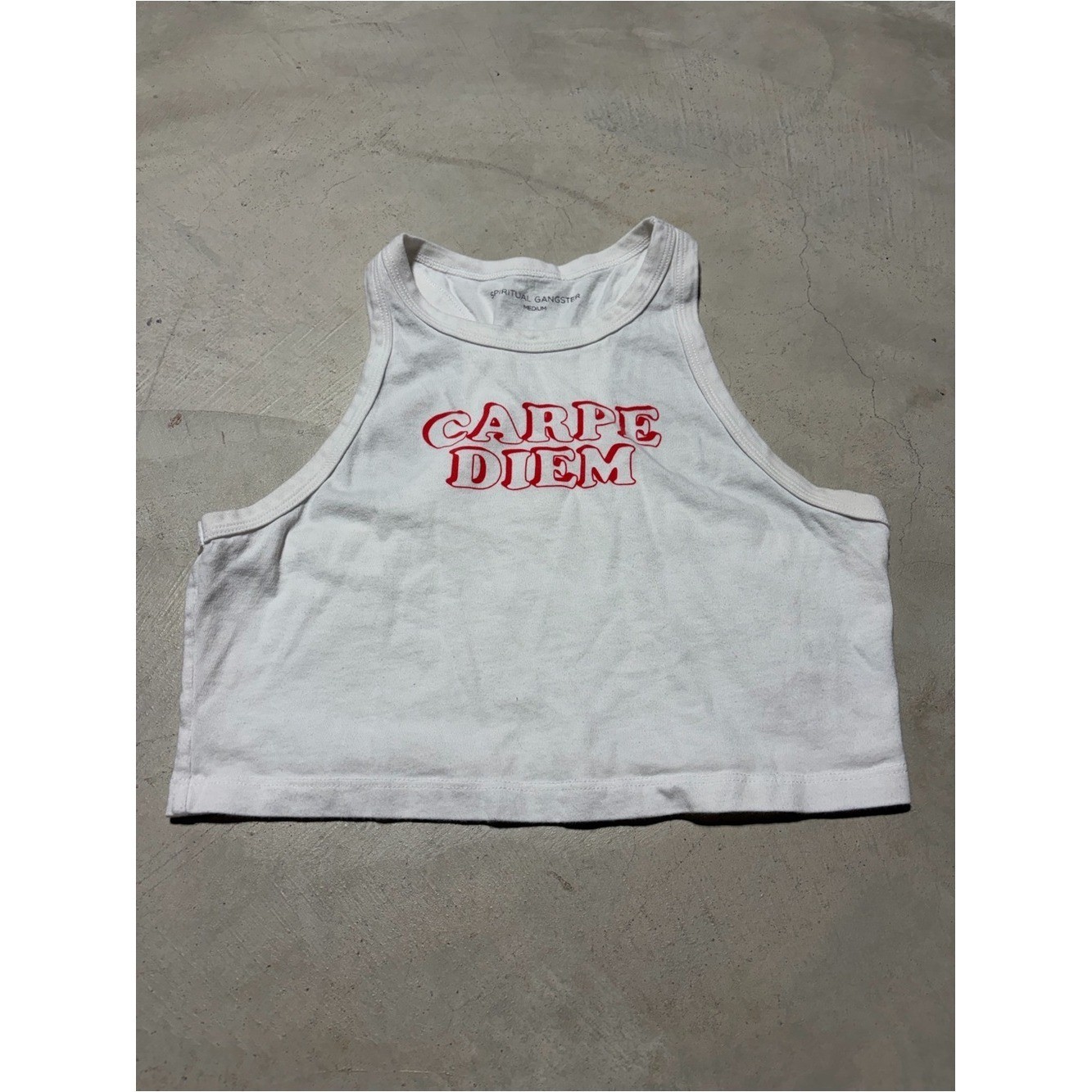 Spiritual gangster Carpe Diem White Crop Tank medium