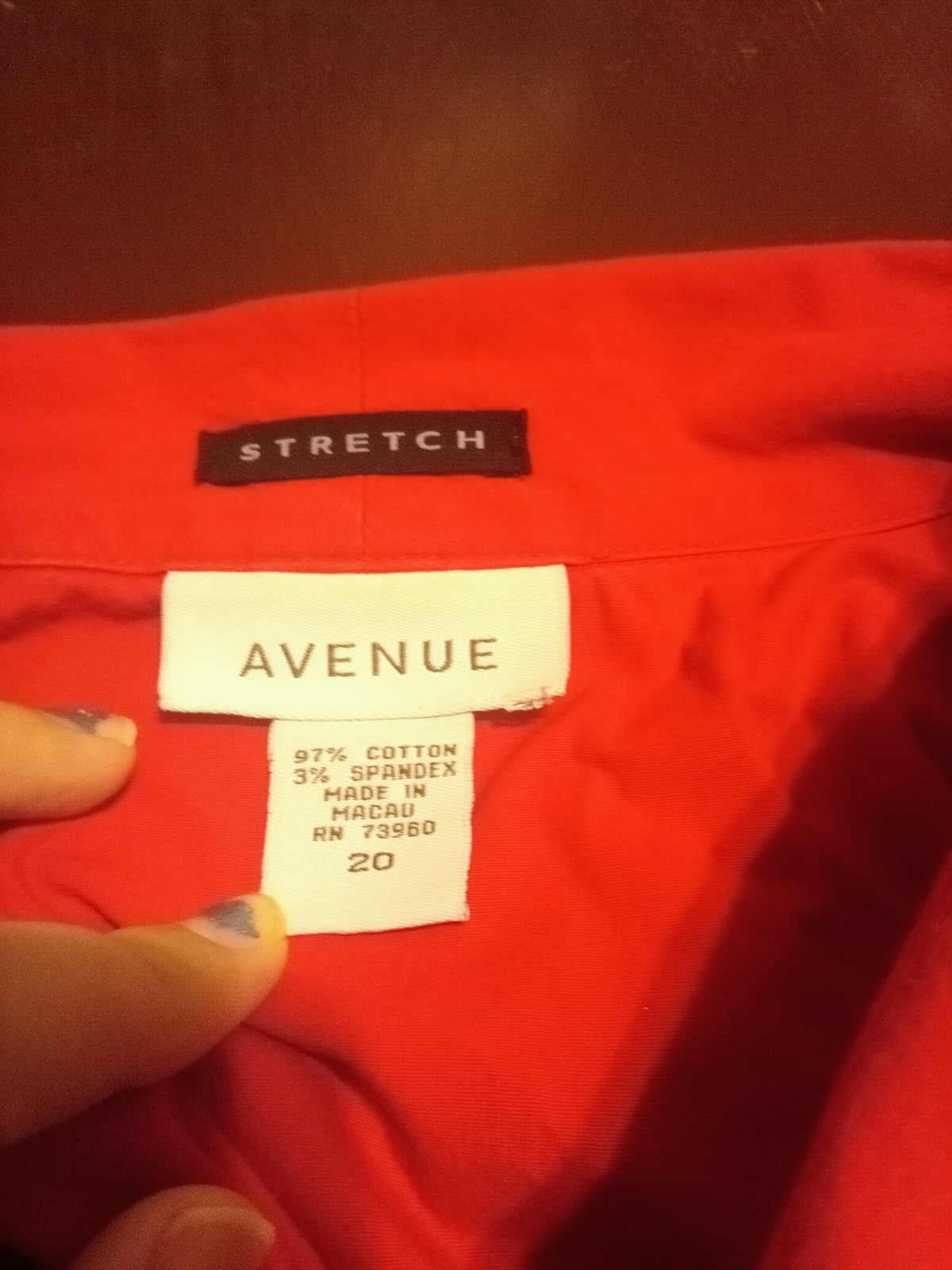 Avenue Women’s Solid Red Stretch Jersey Collared Short Sleeve Pullover 20