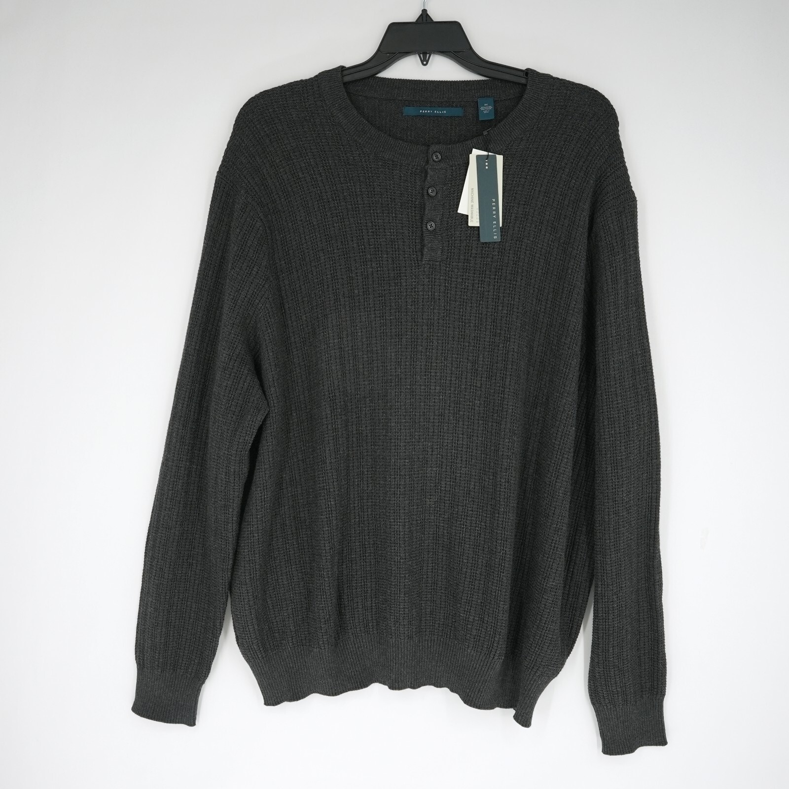 Perry Ellis Men’s 1/4 Zip Sweater 2X BIG Dark Blue White NWT $99.50