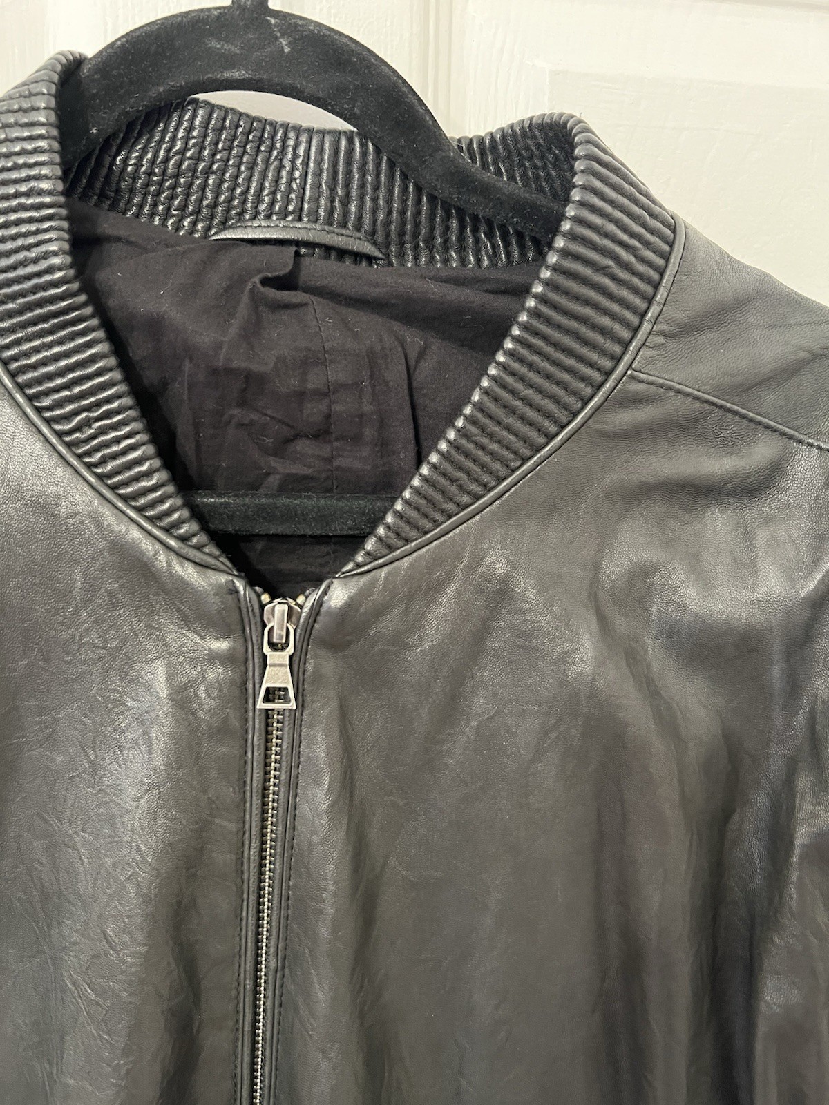 Vince Men’s 100% Lambskin Leather Bomber Jacket Black Full Zip Pockets XL