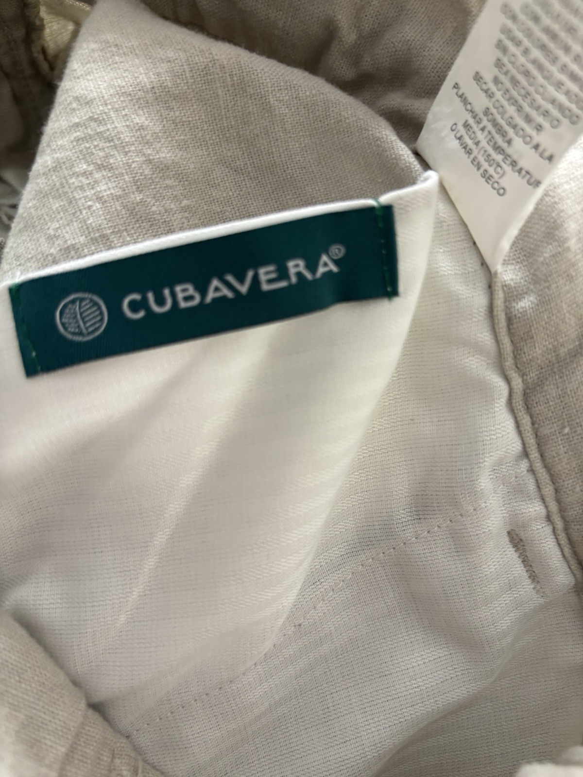 Cubavera Men’s Beige Casual Pants 40W XL Regular Straight Linen Drawstring