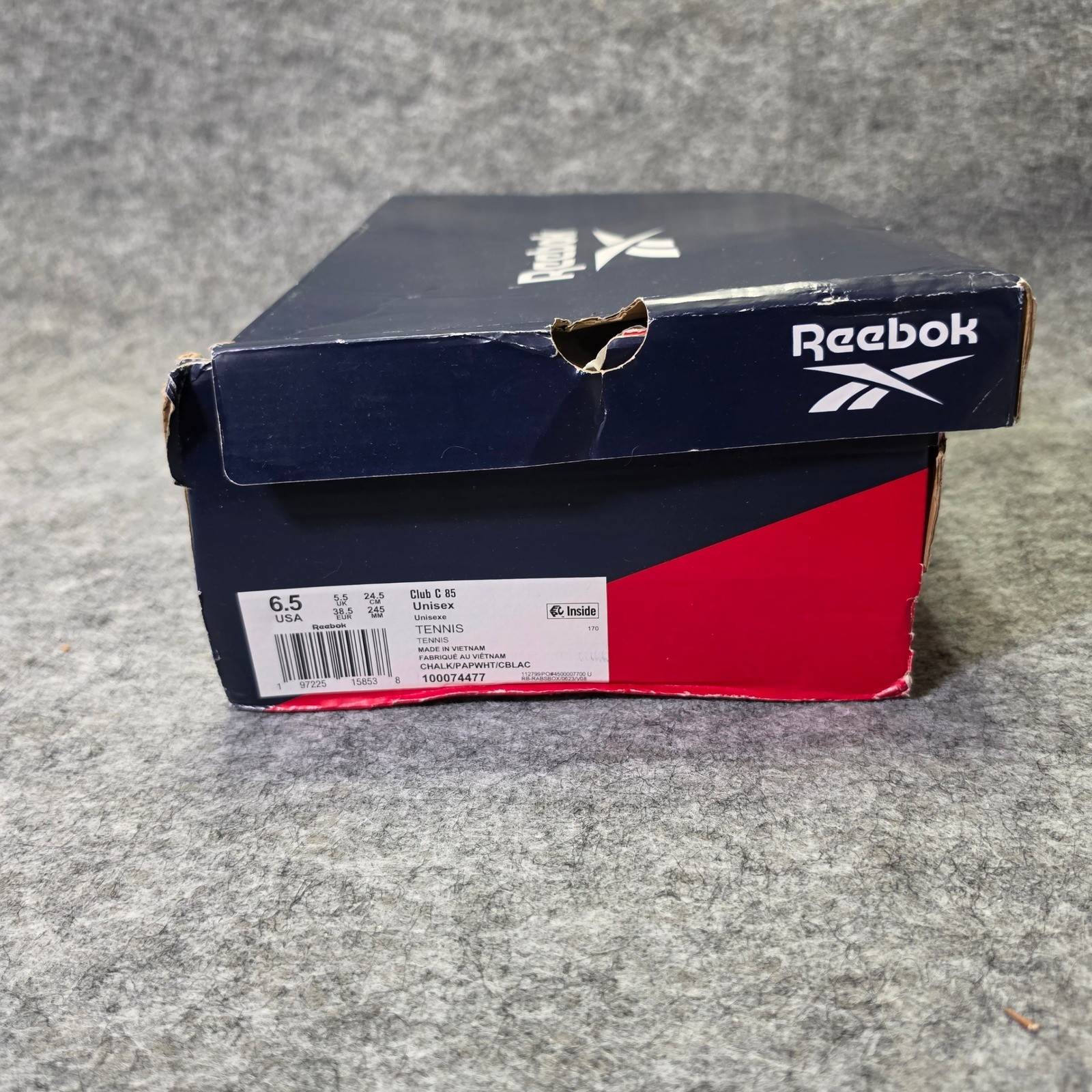 Reebok Mens Club C 85 Leather White Chalk Size 6.5 Classic Tennis Sneakers
