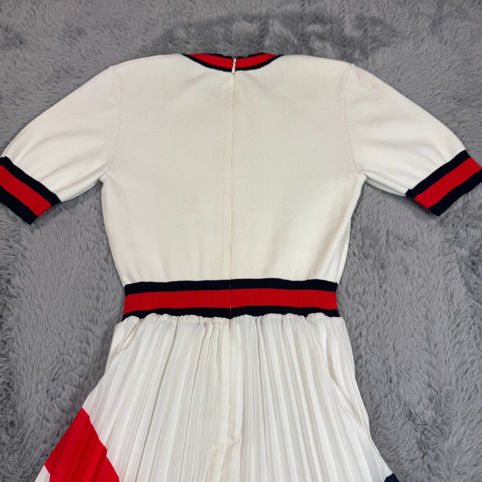 Ted Baker Fynlie Midi Dress Women’s 0 White Viscose Sweater Geometric Pleated