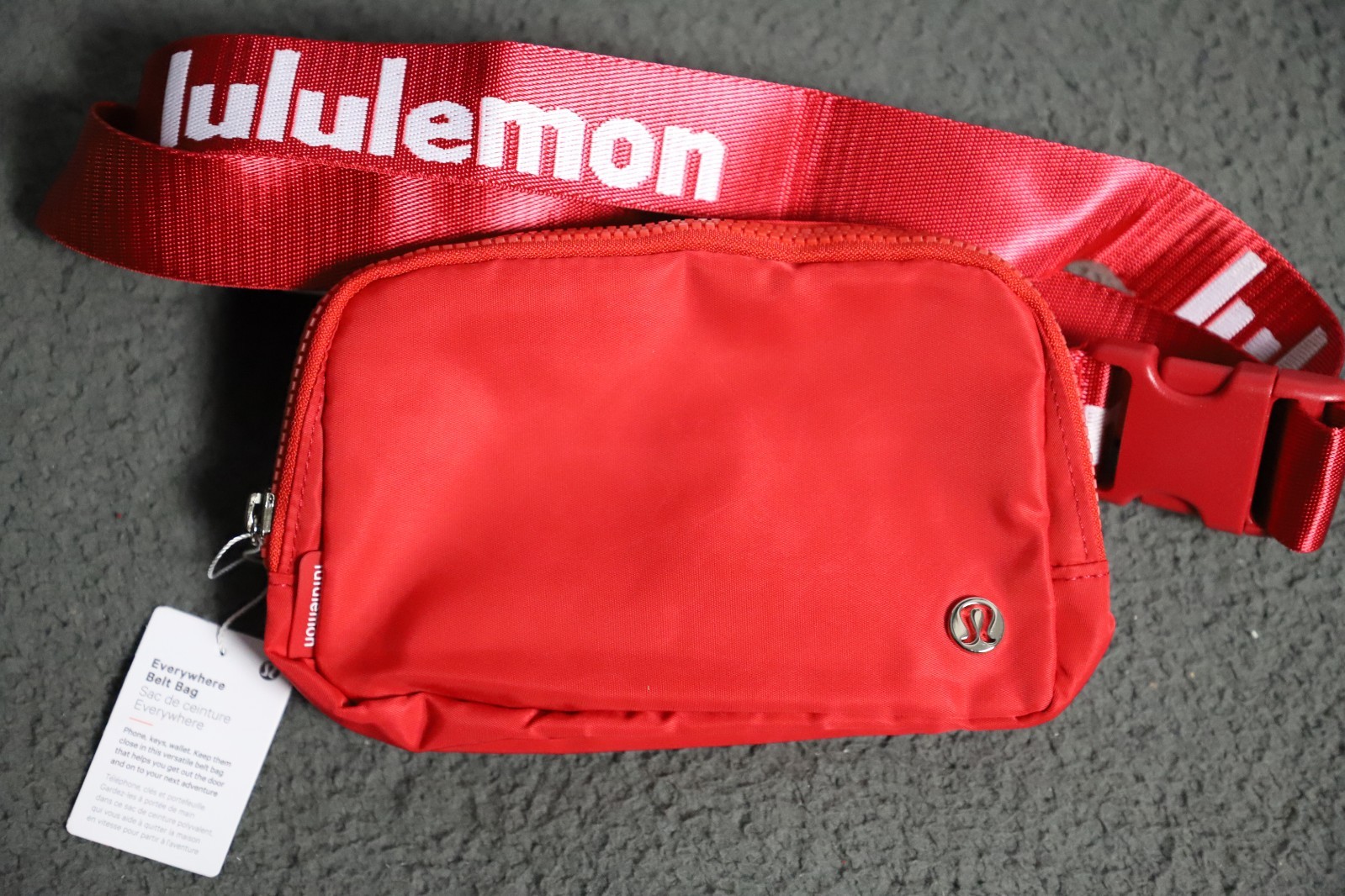 RARE Lululemon Everywhere Belt Bag Red Wordmark Logo Employee Edition NWT