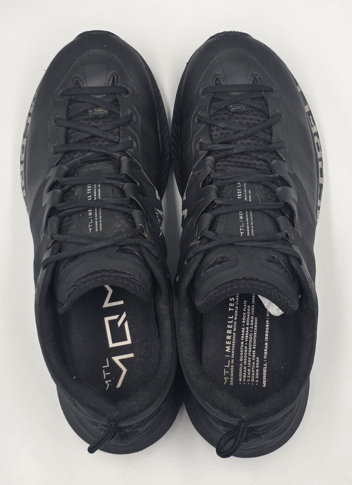 Merrell MTL MQM Black Trail Running Hiking Shoes Mens US 9 J004221 Vibram