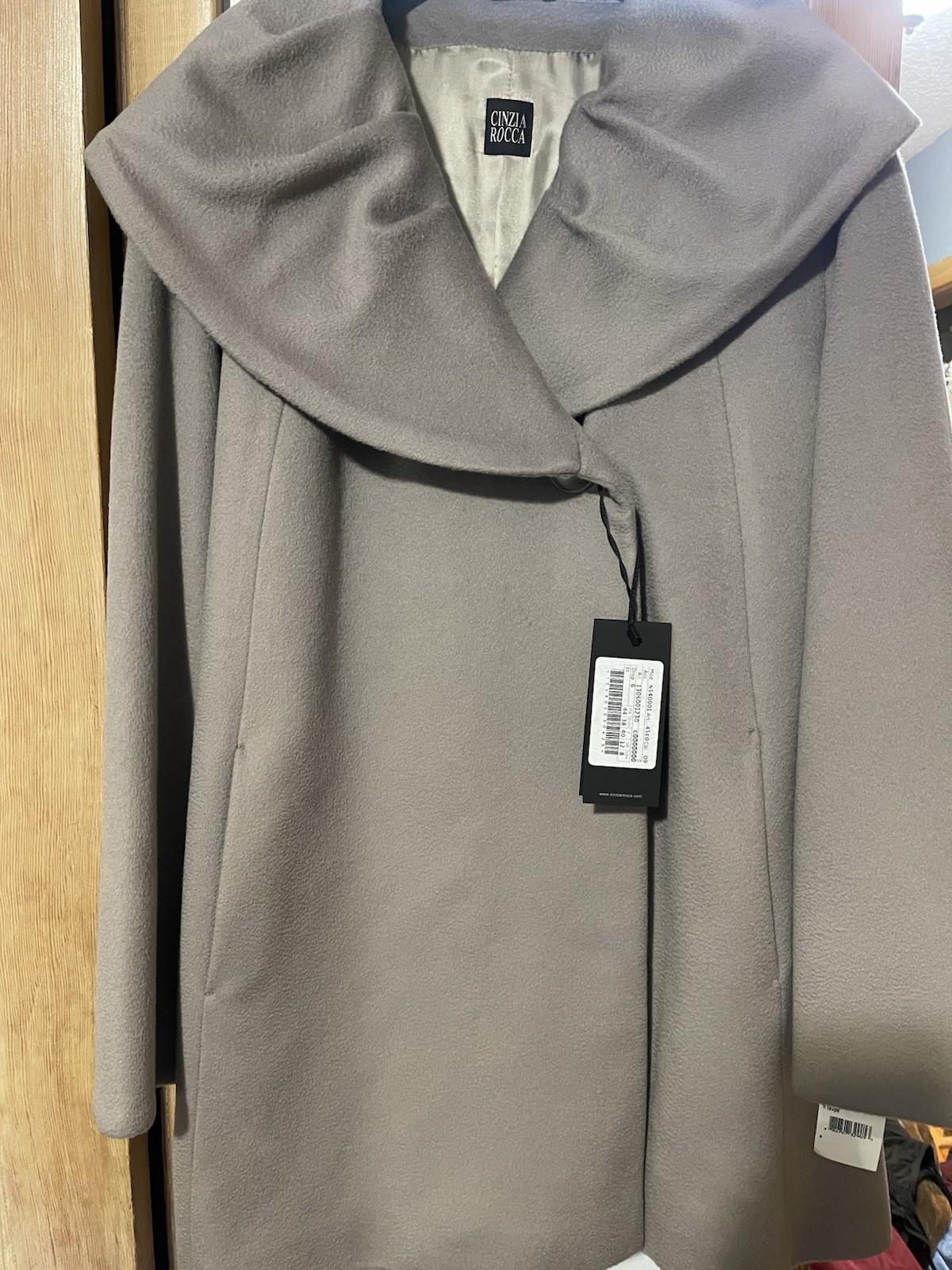Cinzia Rocca Virgin Wool Coat Woman’s 8 Light Taupe Brand New Made In Italy