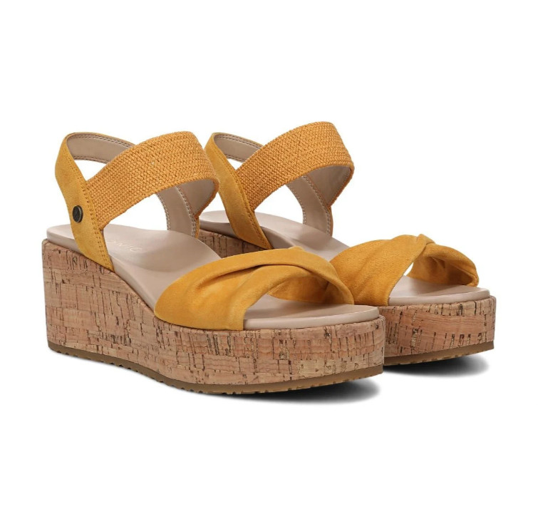 Vionic’s Darla Espadrille Wedge Sandal, Amber Yellow Suede