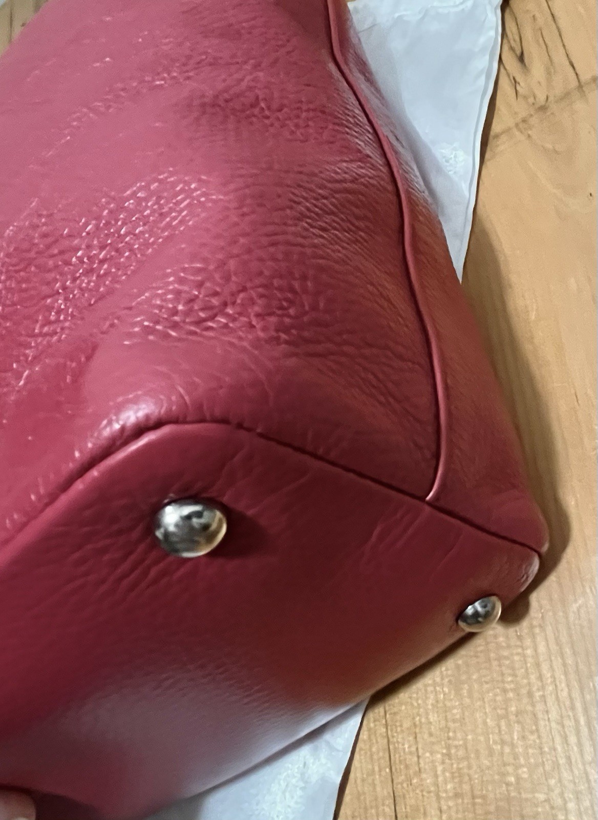 FURLA Appaloosa Bag Raspberry/Dark Pink Pebbled Leather 14×12.5×5.5” Large EUC