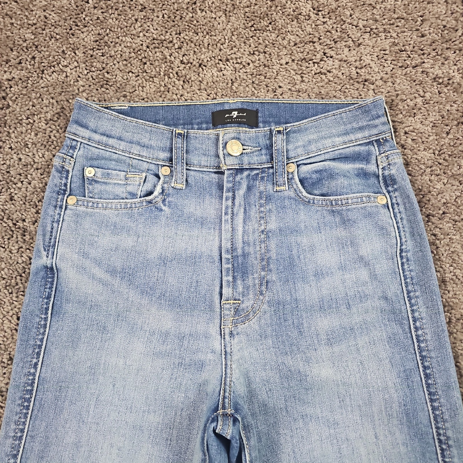 7 For All Mankind Jeans Womens 24 Cropped Straight Light Wash High Rise 23×26