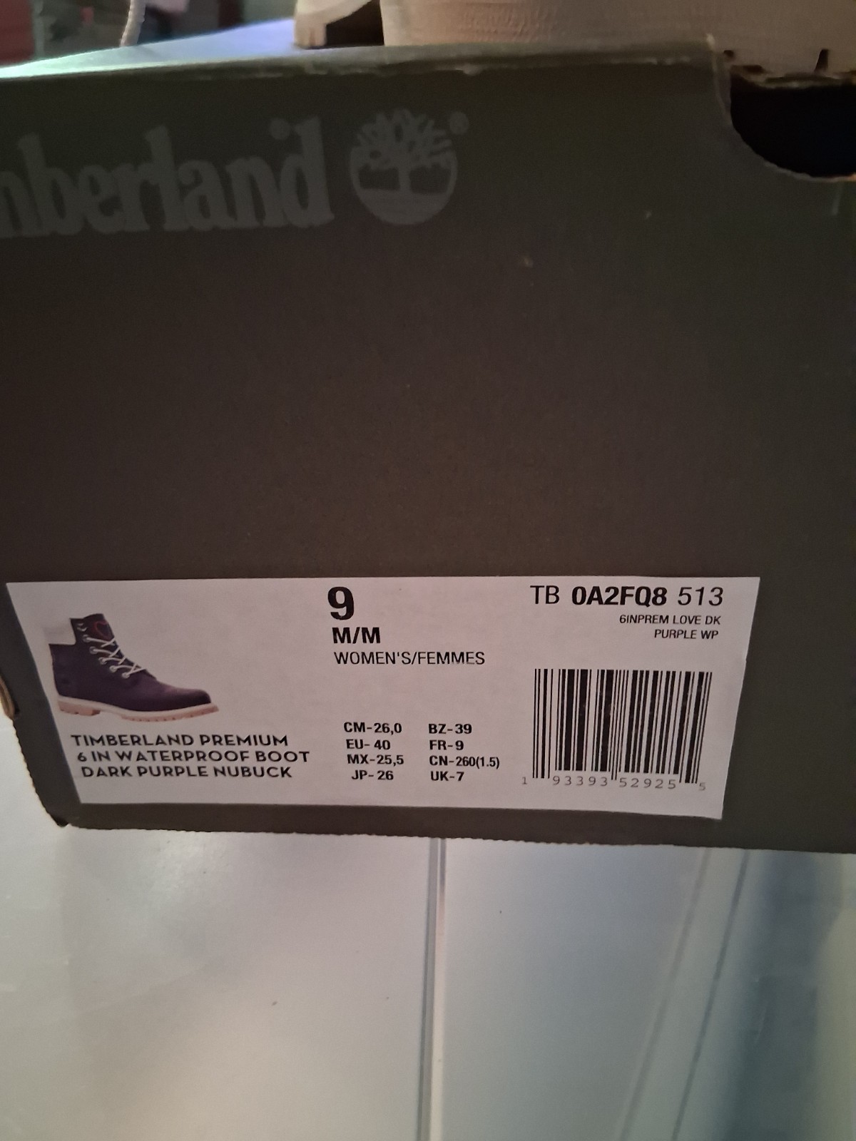 Timberland Premium 6in Waterproof Nubuck Work Boot Purple Women’s 9 M