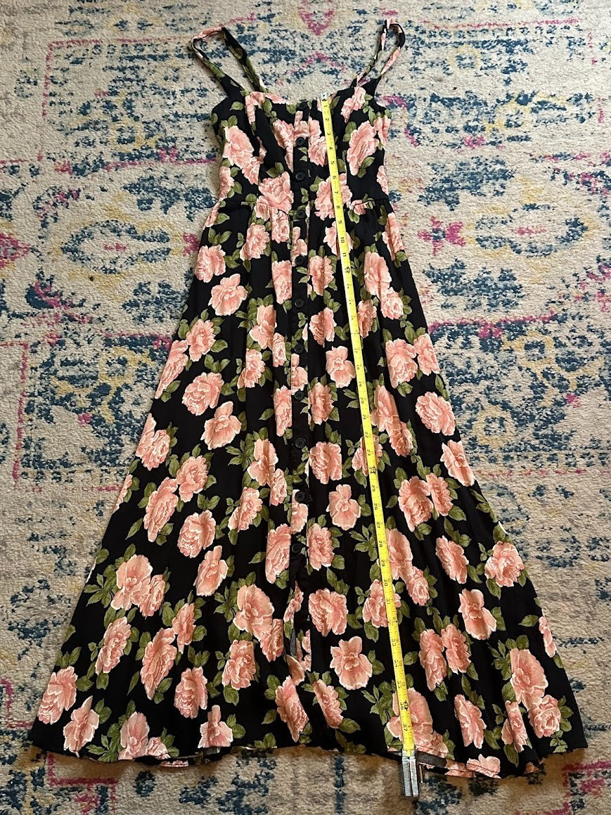 Reformation Saltillo Black Floral Midi Sun Dress
